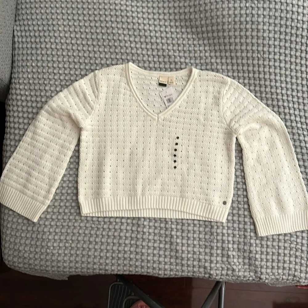 NWT Roxy White Sweater Large - Picture 6 of 13